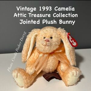 Vintage 1993 Ty Attic Treasure Collection,Camelia Peach Plush Bunny